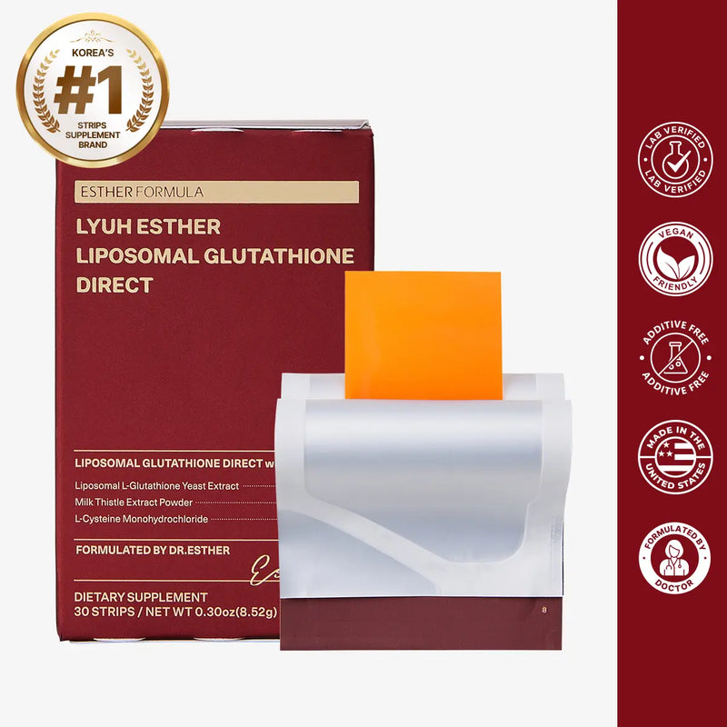 ESTHER FORMULA Liposomal Glutathione Direct (80Mg*30Strips) Glutathione Strips, Korean Beauty Supplement Made in USA for Antioxidant, Skin Tone Care, K-Beauty, Inner Beauty Healthcare Fitness Beauty Film