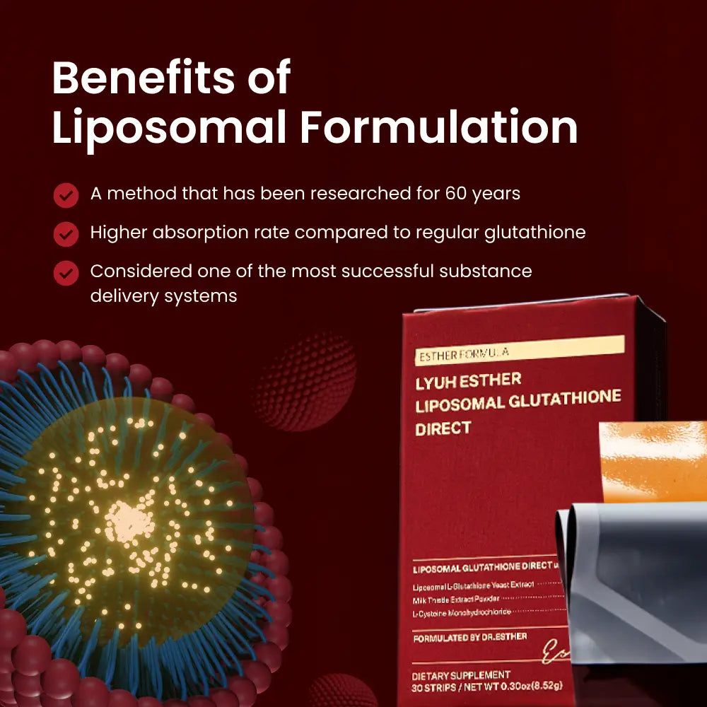 ESTHER FORMULA Liposomal Glutathione Direct (80Mg*30Strips) Glutathione Strips, Korean Beauty Supplement Made in USA for Antioxidant, Skin Tone Care, K-Beauty, Inner Beauty Healthcare Fitness Beauty Film